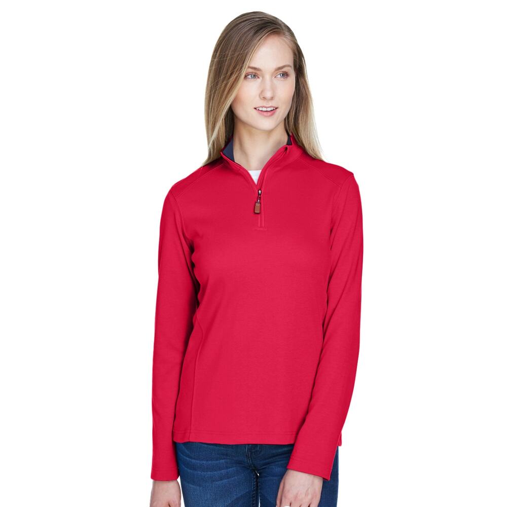 NWT Devon & Jones Red Quarter-Zip Long Sleeve Shirt Women’s XL EZ Cool Cotton